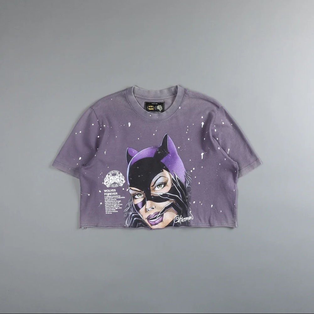 CAREFUL WHAT YOU WISH FOR "PREMIUM" (CROPPED) TEE VINTAGE PLUM NIGHT SKY NWT